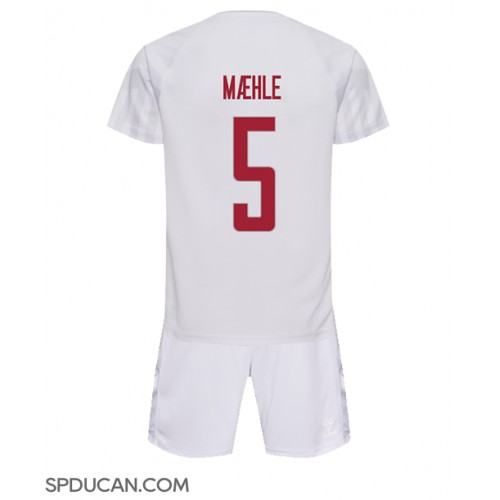 Dječji Nogometni Dres Danska Joakim Maehle #5 Gostujuci SP 2022 Kratak Rukav (+ Kratke hlače)